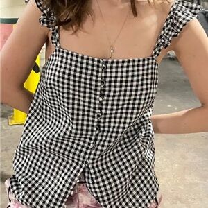 Madewell Ruffle-strap gingham cami